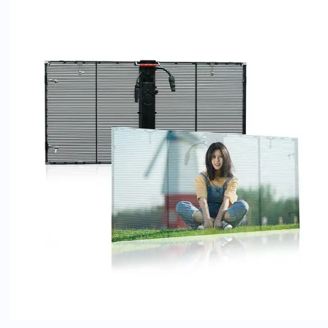 İç Mekan Açık P3.91-7.8 Perde Pencere TV Cam LED Paneller Mesh Ekran Şeffaf LED ekran